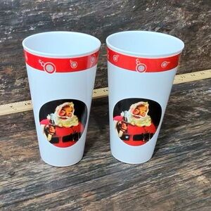Coca Cola Red and White Santa Cups Tumblers‎ Set of 2